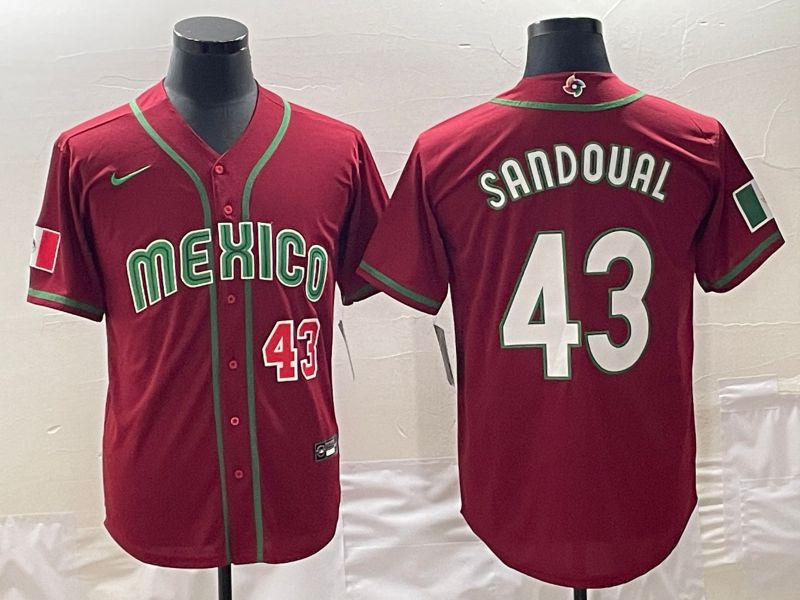 Men 2023 World Cub Mexico #43 Sandoual Red Nike MLB Jersey->more jerseys->MLB Jersey